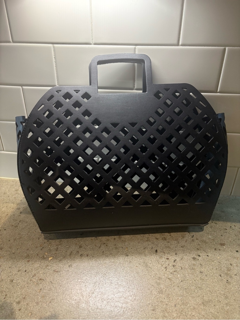 Zara Black Lattice-Style Tote